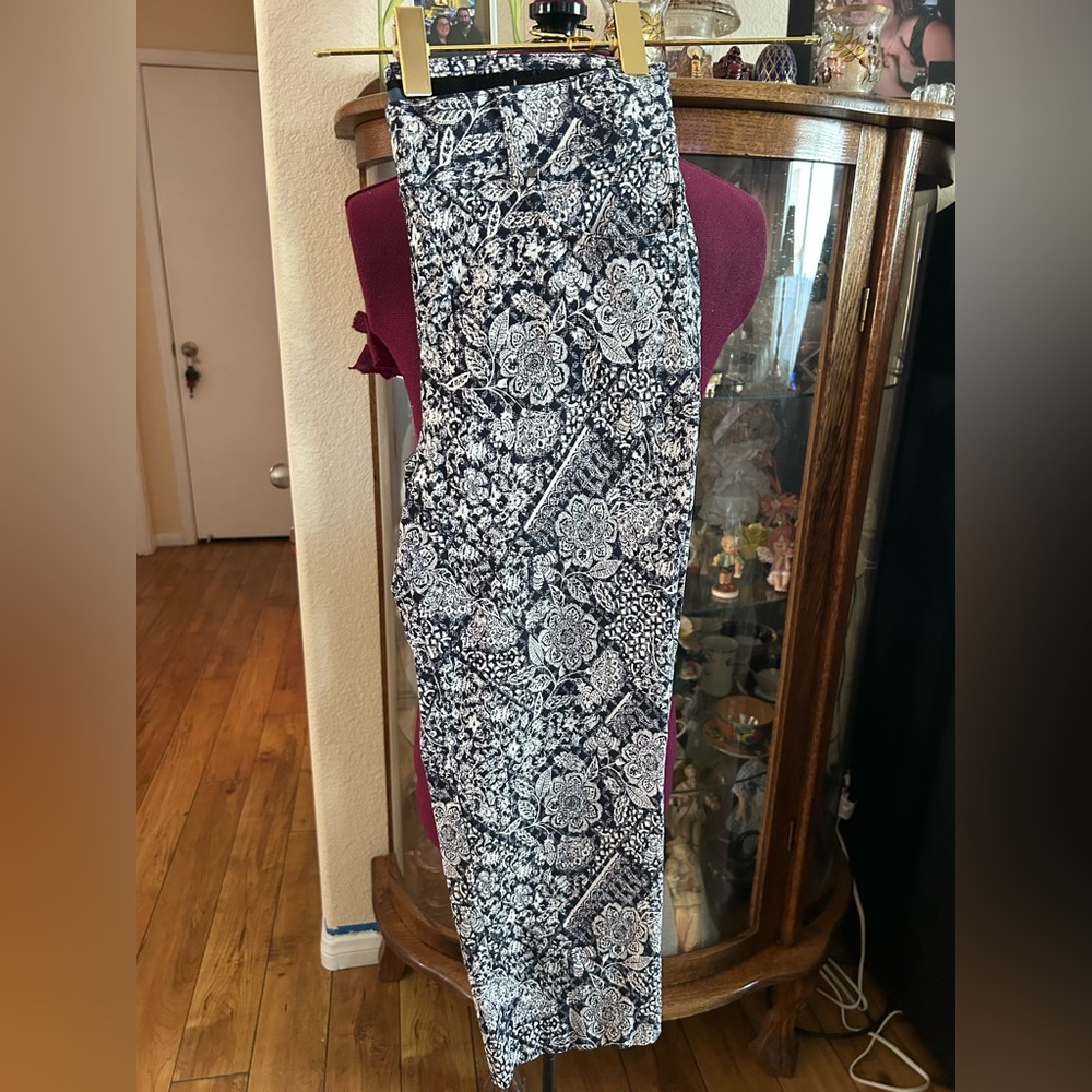Blue  and White Patterned Pants